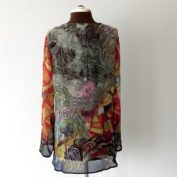 Beaded Floral Chiffon Tunic - Picture 4 of 5